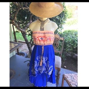 Strapless High-low Sherbet & Lapis Anthropologie